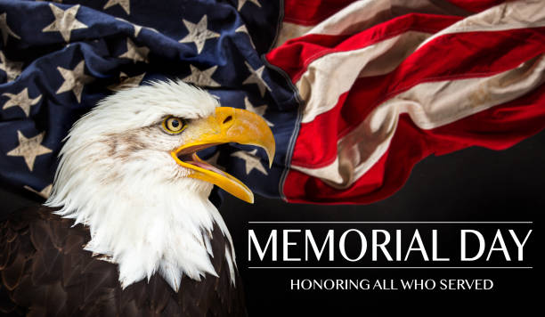 istock American flag with the text Memorial day 959195446