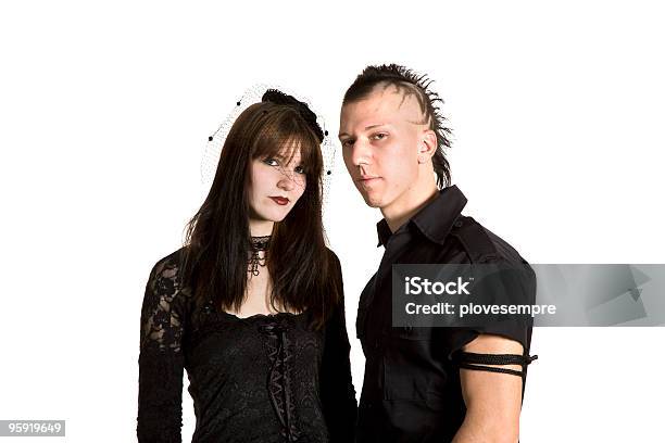 Punk Fashion Girl And Boy In Black Clothes Stock Photo - Download Image Now - Couple - Relationship, Goth, Punk - Person