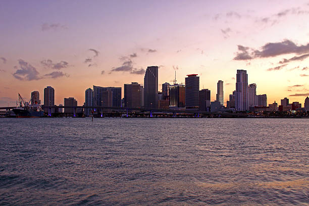 istock Miami Panorama Skyline water front at Sunset Florida 95919803