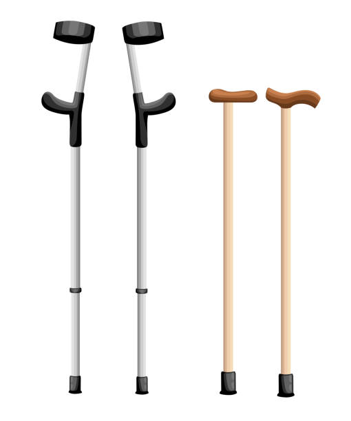 istock Crutches icon logo. Flat illustration of crutches vector icon isolated on white background Web site page and mobile app design 959198436