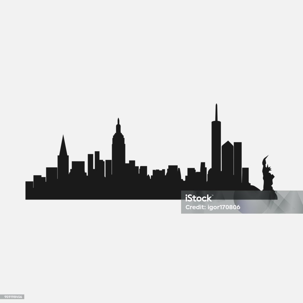 silhouette of the city of New york, the famous city of america silhouette of the city of New york, the famous city of america, vector design template Urban Skyline stock vector