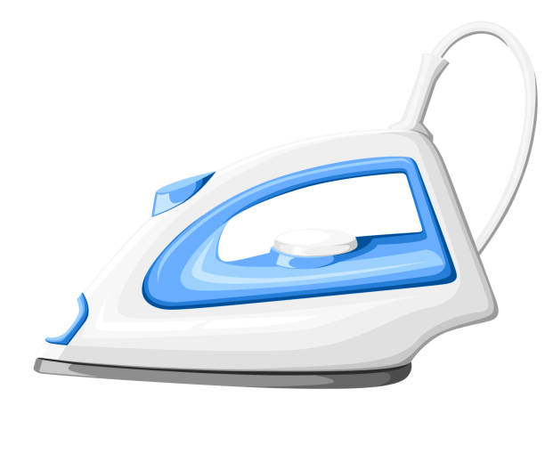 White electric steam iron vector illustration isolated on white background website page and mobile app design White electric steam iron vector illustration isolated on white background website page and mobile app design. iron steam stock illustrations