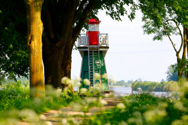 Small lighthouse/navigational light at the Elbe River