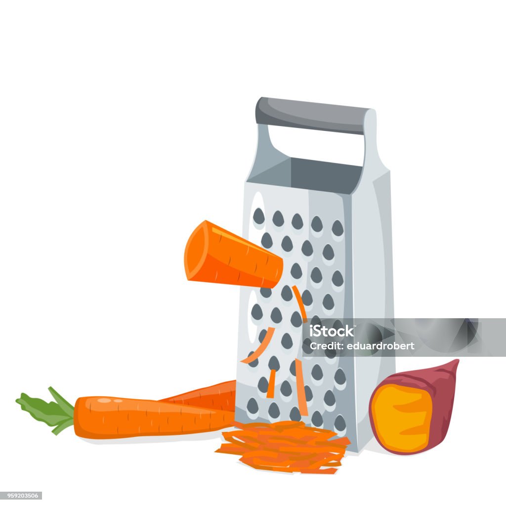 Grater With Vegetables Stock Illustration - Download Image Now - Carrot,  Grated, Shredded - iStock