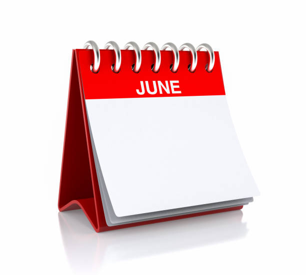 June Calendar June Calendar. Isolated on White Background. 3D Illustration june file stock pictures, royalty-free photos & images