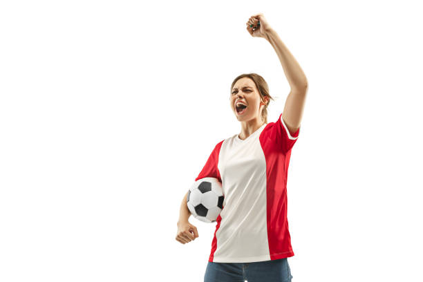 istock French fan celebrating on white background 959207262