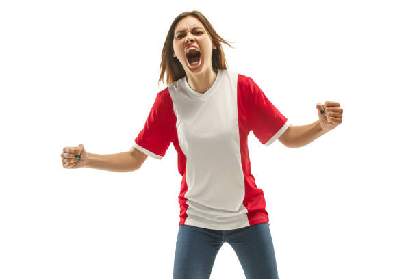 istock French fan celebrating on white background 959209420