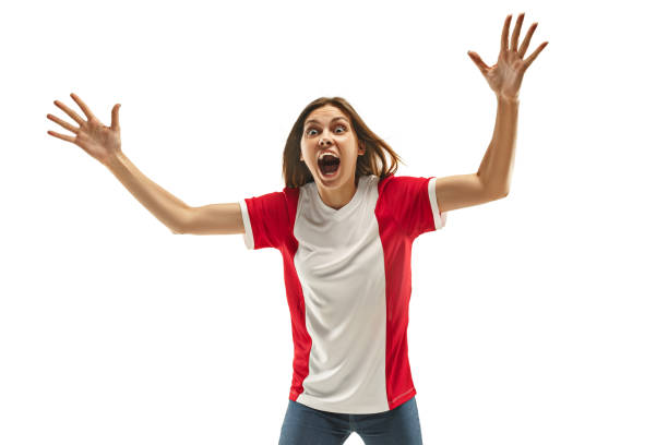 istock French fan celebrating on white background 959209546