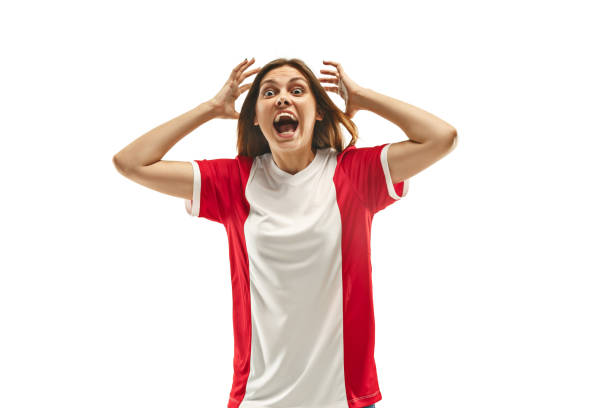 istock French fan celebrating on white background 959209592