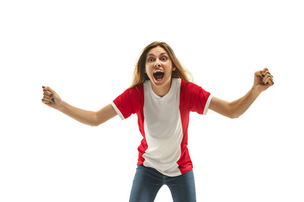 istock French fan celebrating on white background 959209736
