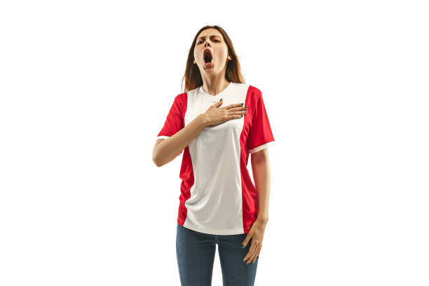 istock French fan celebrating on white background 959209854
