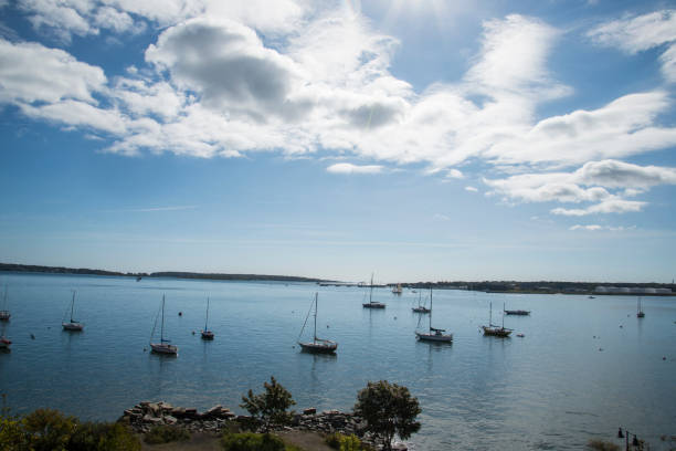 istock Boats in the blue sea 959210794