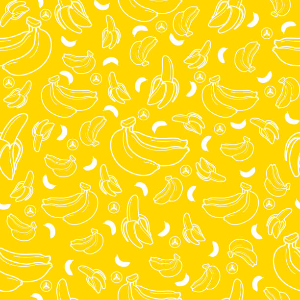 Banana fruit seamless summer pattern background vector format Banana fruit seamless summer pattern background vector format banana patterns stock illustrations