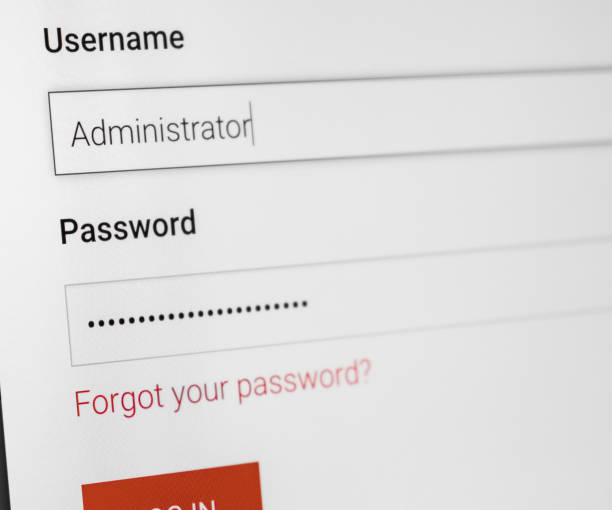 istock Filled login and hidden by dots password at login screen on the website 959223156