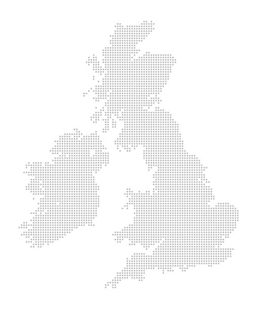 Map of Dots - United Kingdom of Great Britain and Ireland vector art illustration