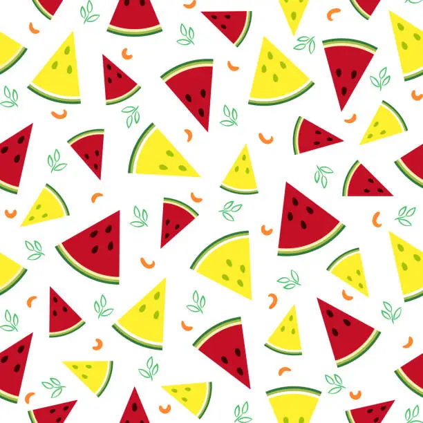 Vector illustration of Colorful fresh watermelon fruits seamless pattern background vector format