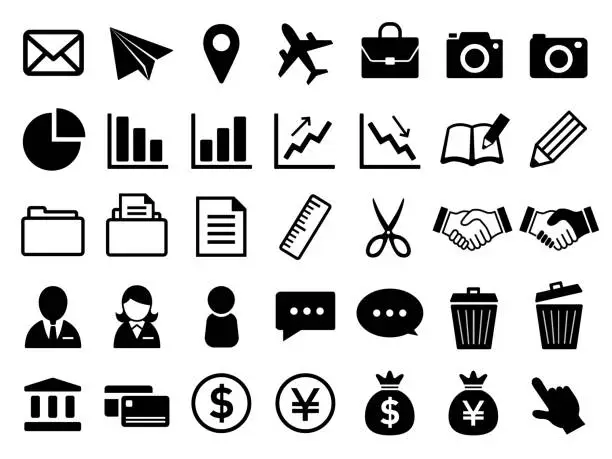 Vector illustration of A set of business icons.