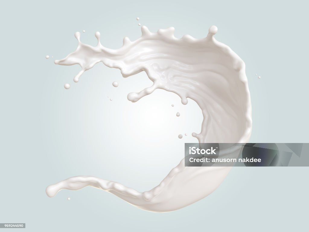 Splash of white mil Splash of white milk , 3d illustration with clipping path. Splashing Stock Photo