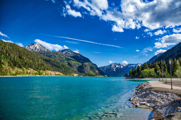 istock panoramic view of the mountain lake (HDRi) 959248938