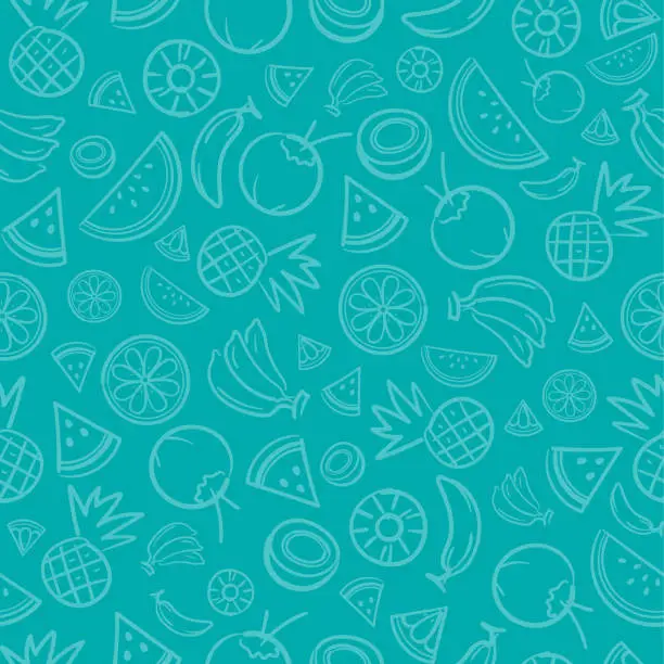 Vector illustration of Sketch mixed tropical fruits seamless summer pattern background vector format