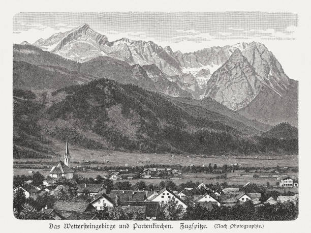 istock Wetterstein Mountains and Partenkirchen. Zugspitze, wood engraving, published in 1897 959261706