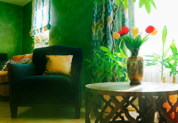 istock Luxury resting room with flowers on the table backdrop 959273178