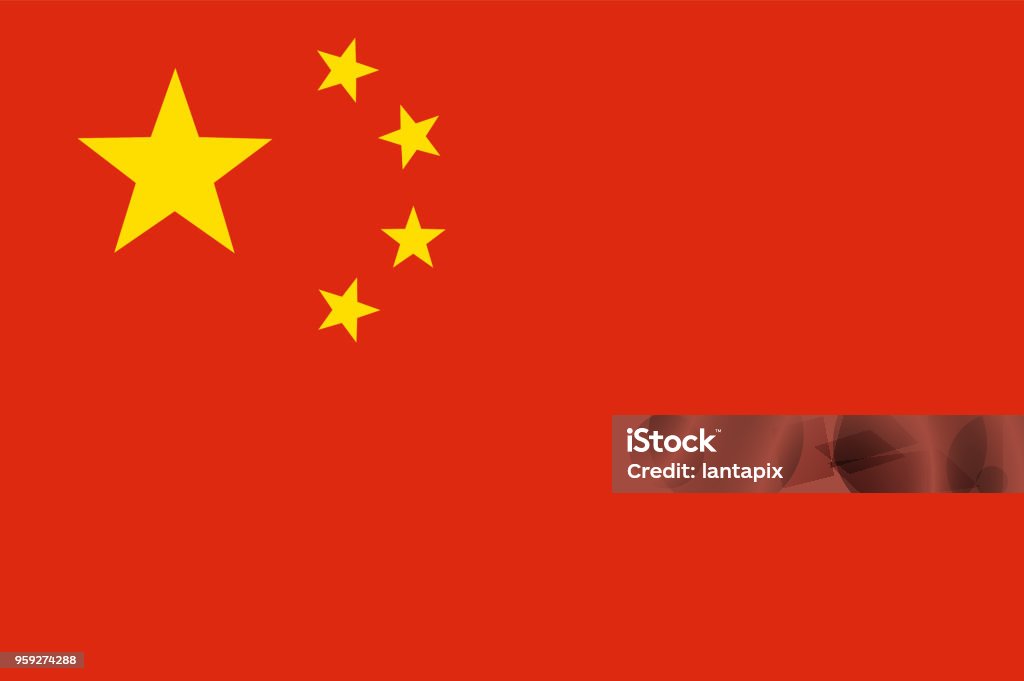 Colored flag of China China - East Asia stock vector
