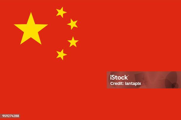 Colored Flag Of China Stock Illustration - Download Image Now - China - East Asia, Flag, Banner - Sign