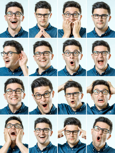 istock Mosaic of man with glasses expressing different emotions isolated 959275194