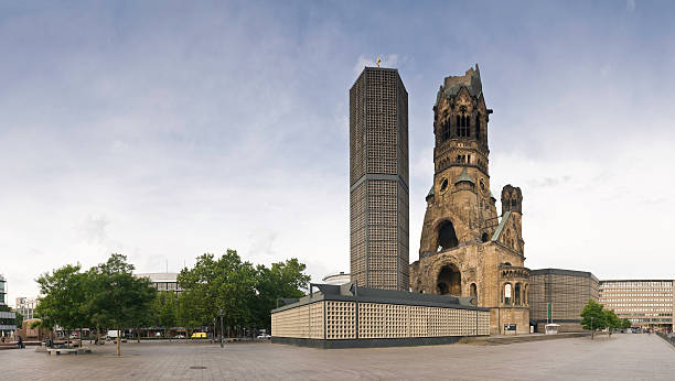 Berlin, Germany - November 02, 2021: Kaiser Wilhelm Memorial Church - Gedächtniskirche -  in Berlin. It was destroyed during II Worldwar.  It is a famous place in Berlin.