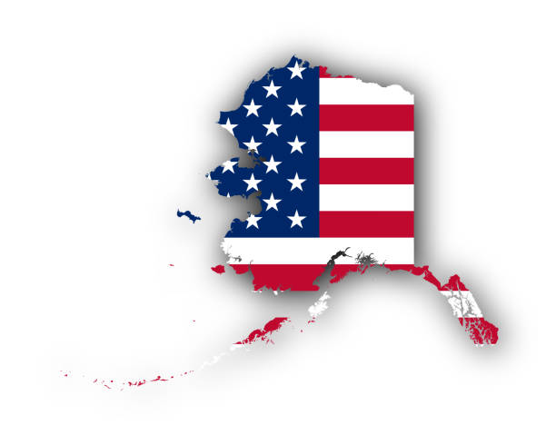 karte und flagge von alaska - alaska us bundesstaat stock-grafiken, -clipart, -cartoons und -symbole