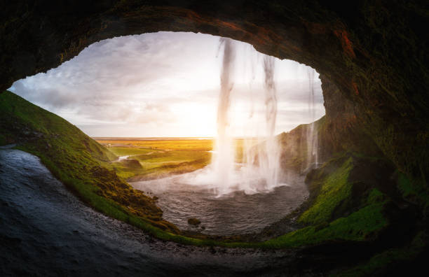 istock Location place famous Seljalandsfoss waterfall, Iceland, Europe. 959279746