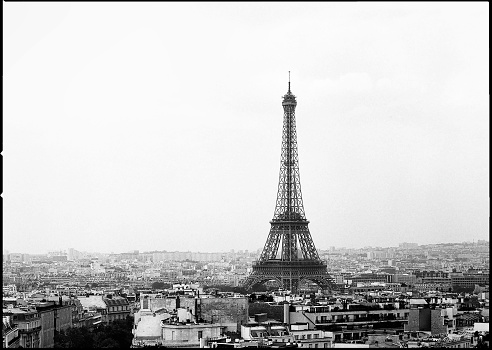 The Eiffel Tower extending high above Paris, France