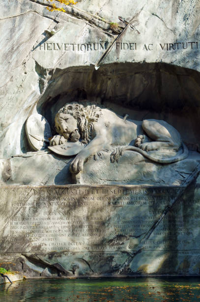 istock Famous Lion Monument (1820) by Bertel Thorvaldsen, Lucerne, Switzerland 959303314