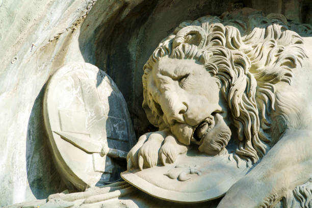 istock Famous Lion Monument (1820) by Bertel Thorvaldsen, Lucerne, Switzerland 959303808