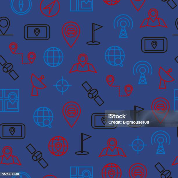 Location Background Pattern Geolocation Navigation Seamless Pattern Background Vector Stock ...