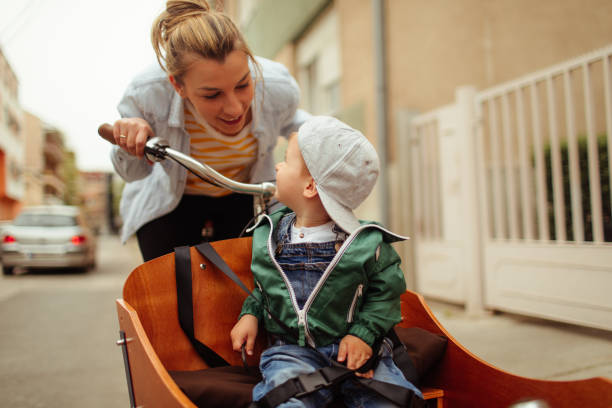 istock Cargo bike ride for mommy and me 959307316