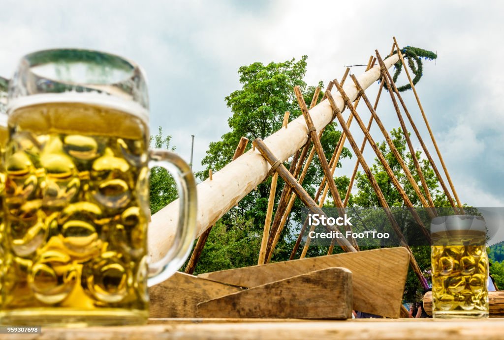 Maypole Wood Put Up The Maypole Stock Photo - Download Image Now - Maypole, Bavaria ...