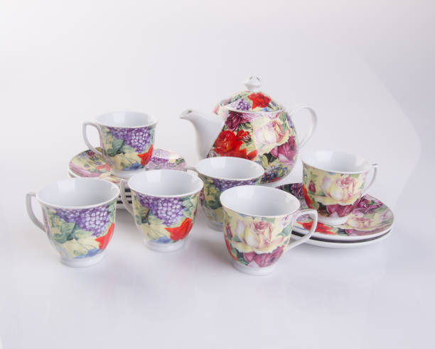 istock tea set or antique porcelain tea set on background 959312820