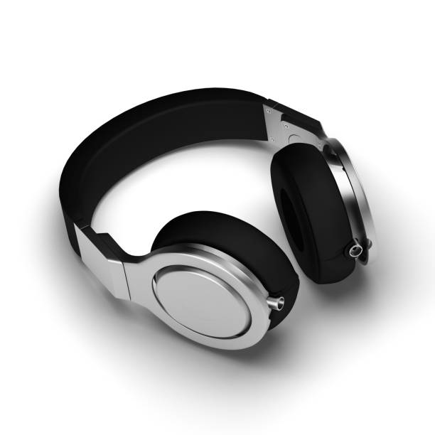 istock Black leather headphones isolated on white background 3d illustration render 959313234