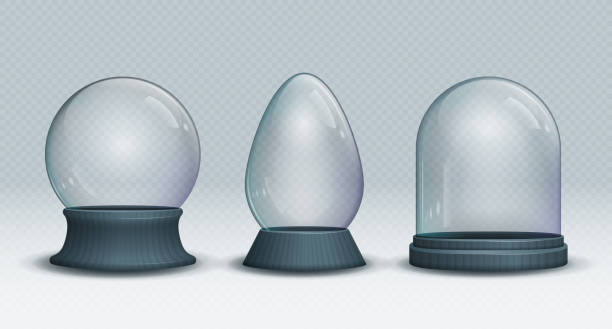 istock Set of Vector transparent empty snow globe. Christmas crystal ball. 959333250