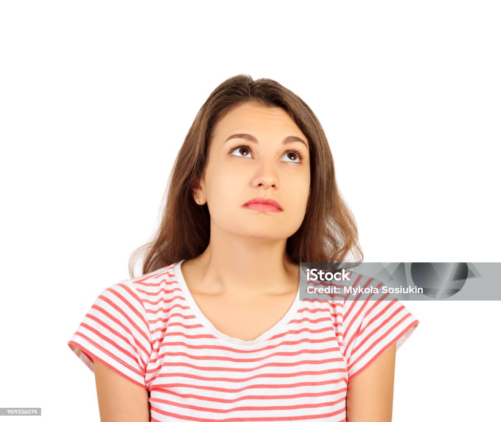 Confused Or Sad Woman Emotional Girl Isolated On White Background ...