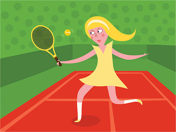 illustrations, cliparts, dessins animés et icônes de fille jouant au tennis - amateur tennis
