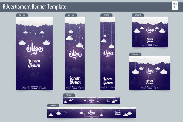 ilustrações de stock, clip art, desenhos animados e ícones de ramadan kareem advertising 7 different sale banner template design - adsense