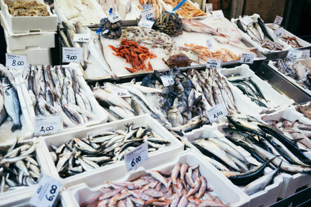 istock Fresh fish in seafood market. 959348270