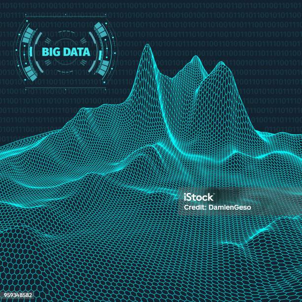 Computer Generated Binary Code Landscape On Black Background Big Data ...