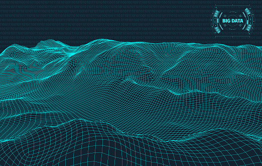 Computer Generated Binary Code Landscape On Black Background Big Data ...