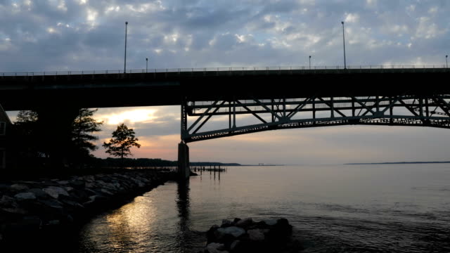 Yorktown Coleman Memorial Bridge at Sunset Time Lapse