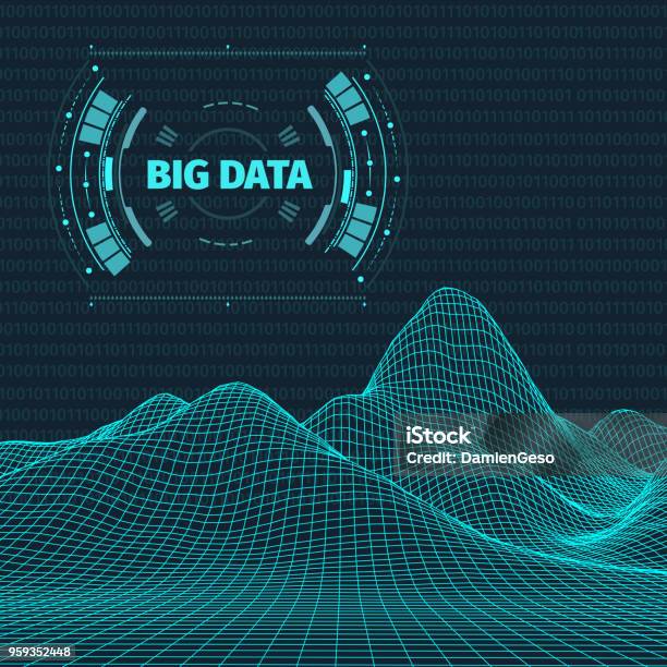 Computer Generated Binary Code Landscape On Black Background Big Data ...