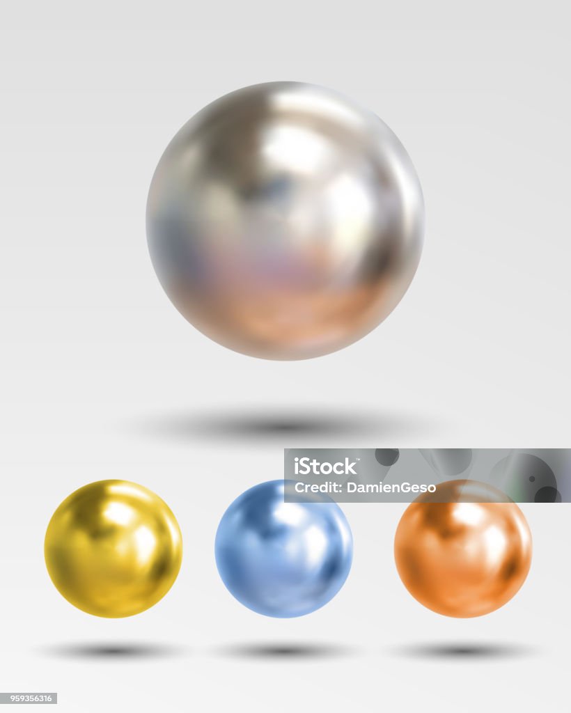 Chrome ball realistic isolated on white background Sphere stock vector